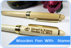 wooden pen with name Manufacturer